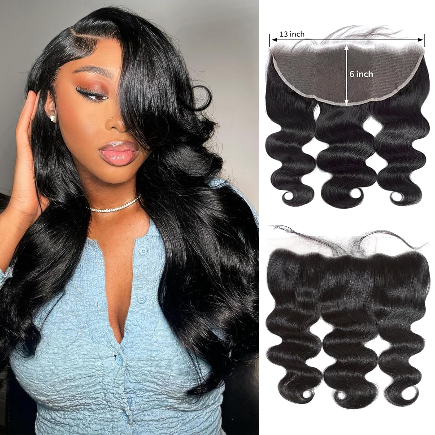 Brazilian Virgin Body Wave Human Hair 13x6 HD Ear to Ear Lace Frontal