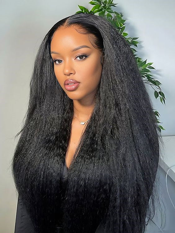 Kinky Straight Virgin Human Hair 4x4 Lace Closure Wig