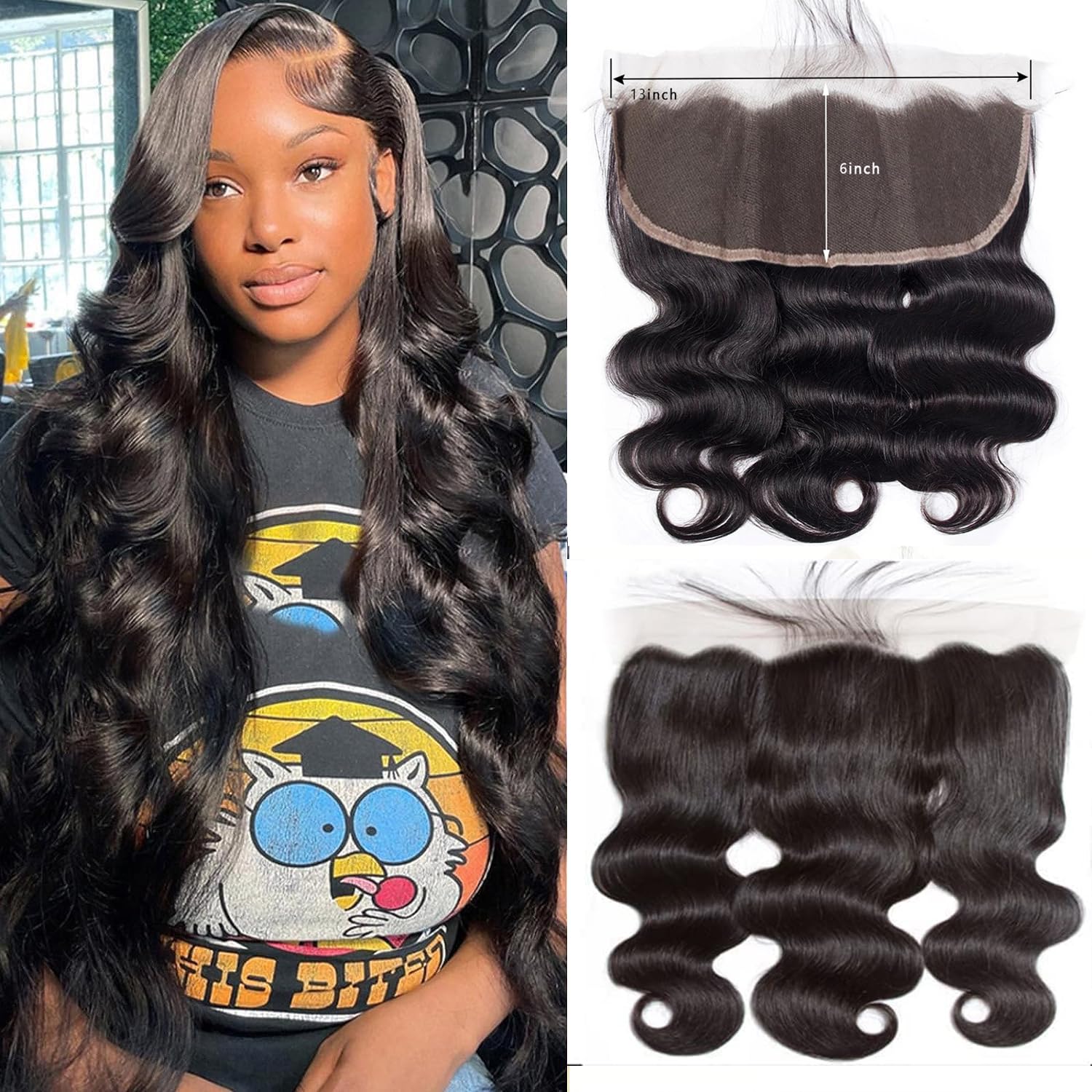 Brazilian Virgin Body Wave Human Hair 13x6 Lace Frontal Closure