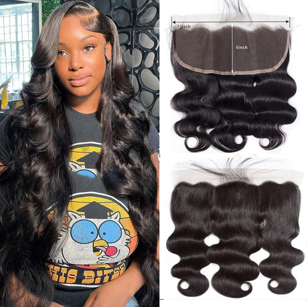 Brazilian Virgin Body Wave Human Hair 13x6 Lace Frontal Closure