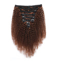 #4 Light Brown Afro Kinky Curly Human Hair Clips In Hair Extensions 8Pcs/Set 120g