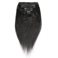 Brazilian Yaki Straight Human Hair Clip In Hair Extensions 8Pcs/Set