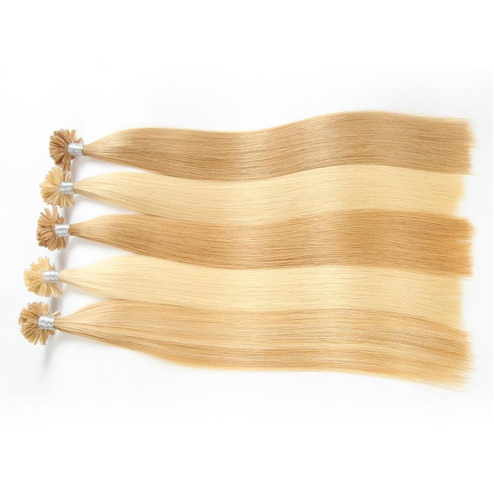 U tip Straight Human Hair Extensions Light Color