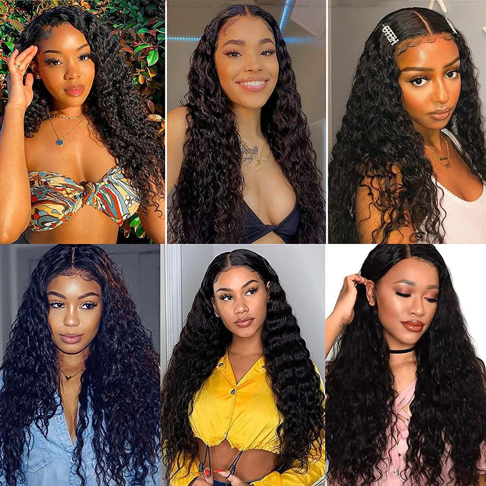 30Inch~40Inch Long Deep Wave Human Hair 13x4 Lace Front Wigs