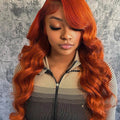 #350 Ginger Orange Body Wave Human Hair 13x4 Lace Frontal Wig