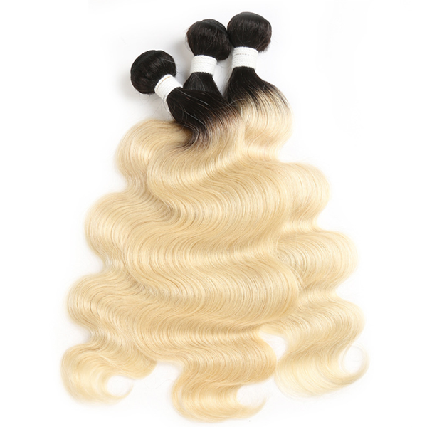 T1b/613 613 Blonde Dark Black Root Body Wave Human Hair 3 Bundles