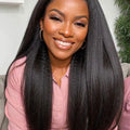 Kinky Straight Virgin Human Hair 5x5 Lace Closure Wig