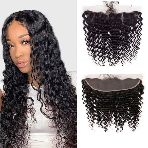 Brazilian Virgin Deep Wave Human Hair 13x6 HD Ear to Ear Lace Frontal