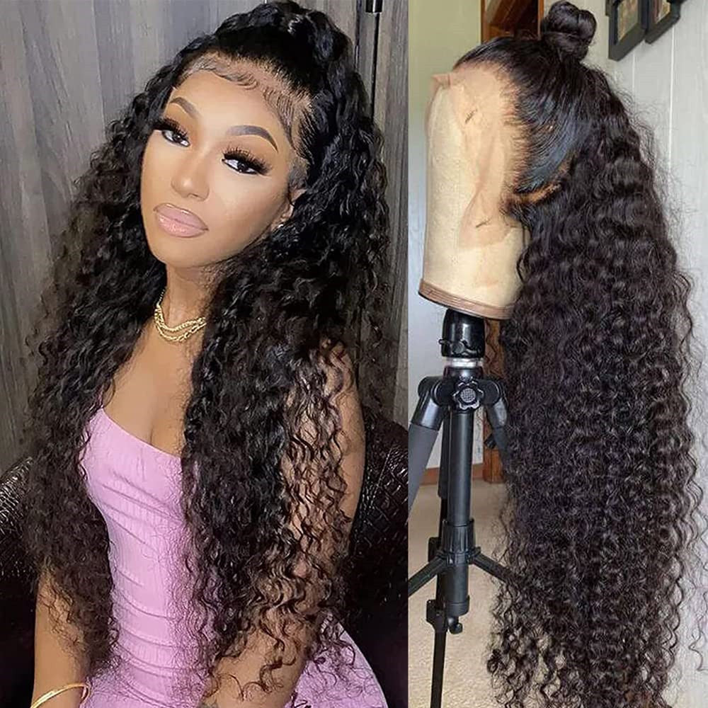 30Inch~40Inch Long Deep Wave Human Hair 13x4 Lace Front Wigs