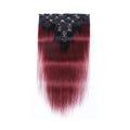 T1b/99J Burgundy Straight Hair Clips In Human Hair Extensions 8Pcs/Set 120g