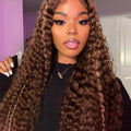 P4/27 Highlight Color Kinky Curly Human Hair 4x4 Lace Closure Wig