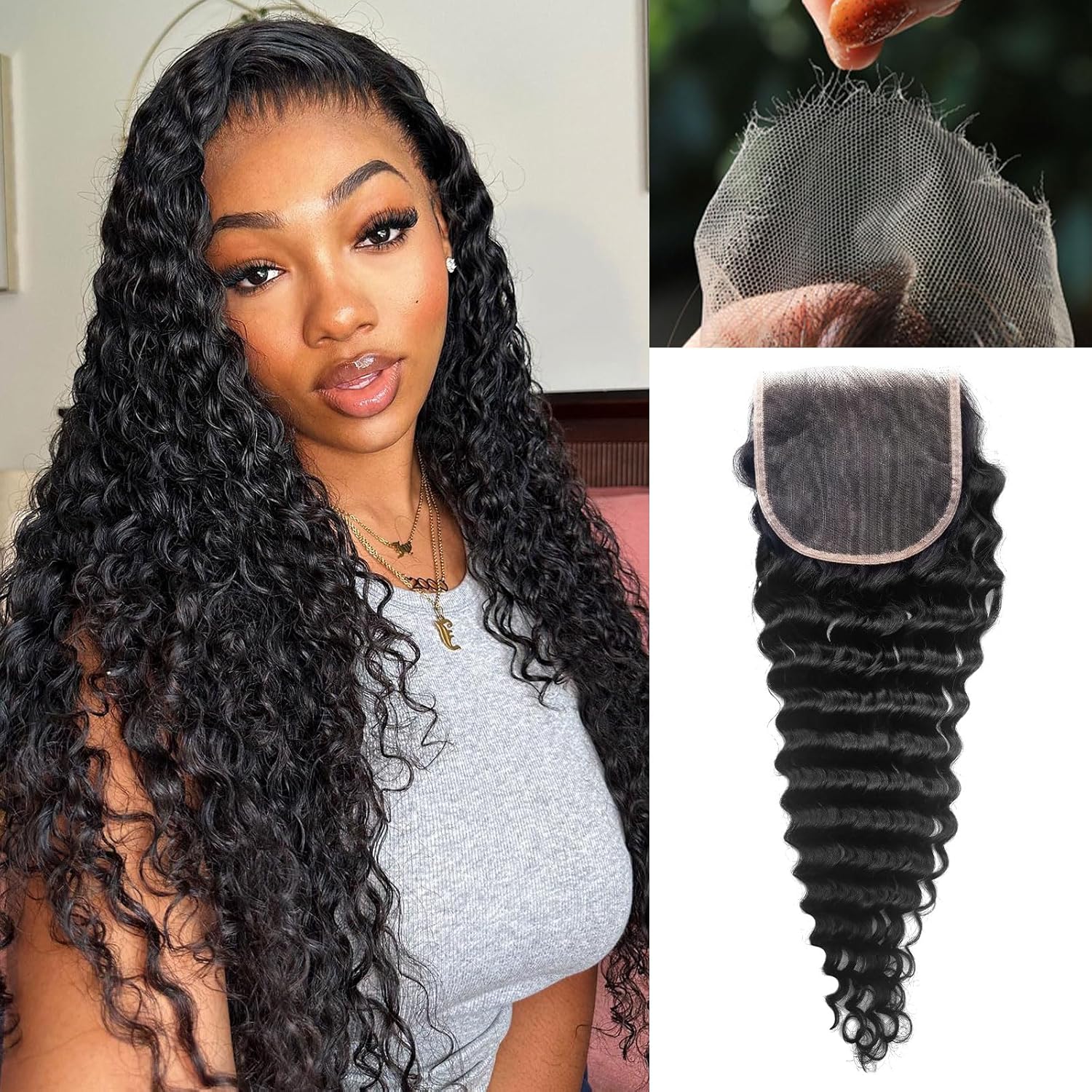 Brazilian Deep Wave Virgin Human Hair 5x5 HD Lace Closure