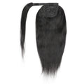 Yaki Straight Human Hair Wrap Ponytail Extensions, Natural Black Invisible Tape Ponytail