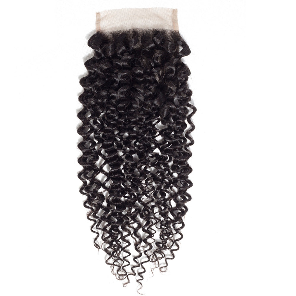 Natural Black Curly 4x4 Lace Closure Human Hair, Transparent Lace Closure Virgin Hair For Black Women