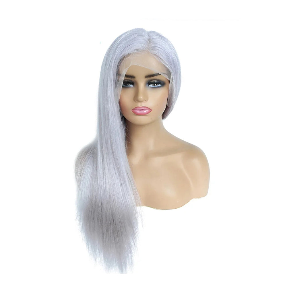 Grey Straight Human Hair 13x4 Lace Frontal Wig