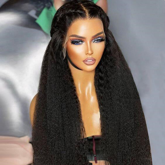 Kinky Straight Virgin Human Hair 13x4 Lace Frontal Wig