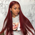 Burgundy Straight Human Hair 13x4 Lace Front Colorful Hair Wig