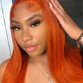 #350 Ginger Orange Straight Human Hair 4x4 Lace Closure Wig