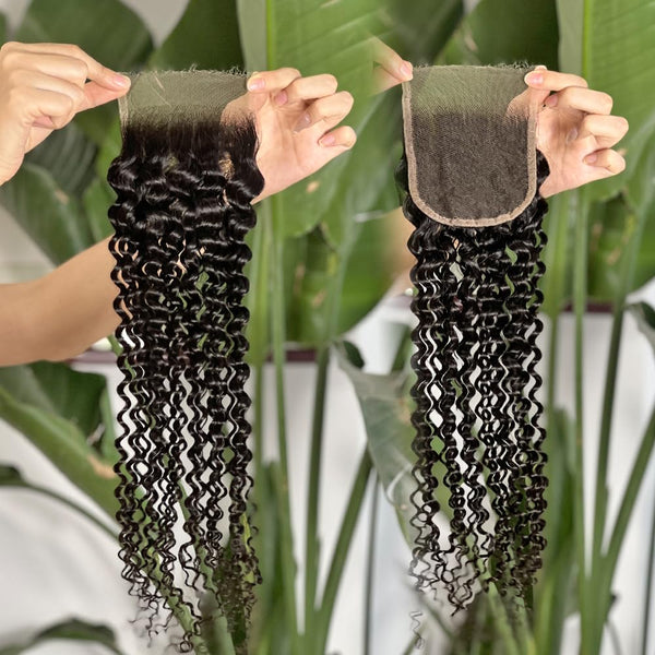 Brazilian Kinky Curly Virgin Human Hair 4x4 HD Lace Closure