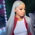 Grey Straight Human Hair 13x4 Lace Frontal Wig