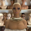 Realistic Female Brown Color Mannequin Head Stand DE-410-DC