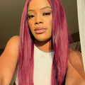 #99J Burgundy Straight Human Hair 13x4 Lace Frontal Wig