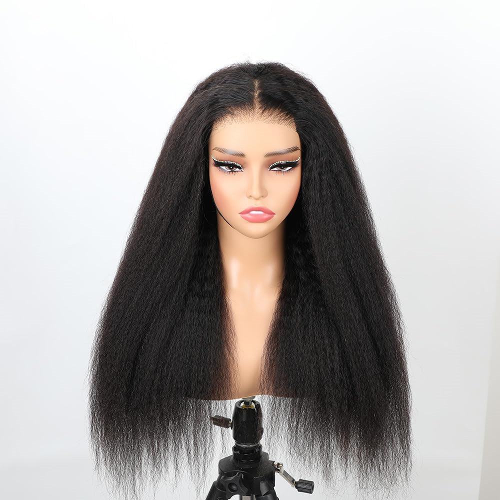 Kinky Straight Virgin Human Hair 4x4 Lace Closure Wig