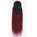 T1b/99J Straight Drawstring Ponytail Human Hair Extensions, Breathable Mesh Ponytail Hair Piece for Black Women