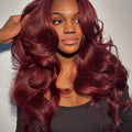 #99J Burgundy Body Wave Human Hair 4x4 Lace Closure Wig