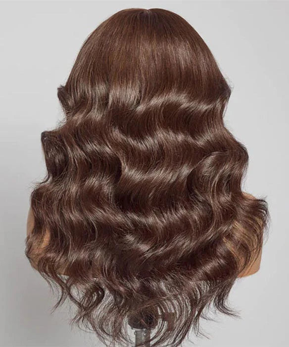 #4 Brown Color Body Wave Human Hair 4x4 Lace Closure Wig