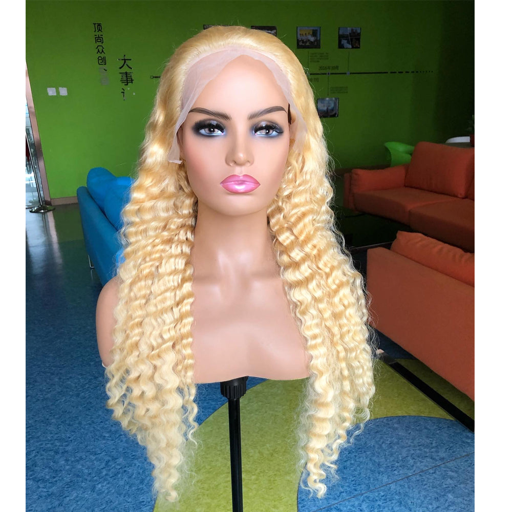 613 Blonde Deep Wave Human Hair 13x4 Lace Front Wigs