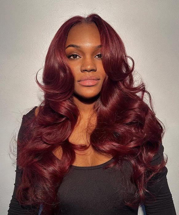 #99J Burgundy Body Wave Human Hair 4x4 Lace Closure Wig