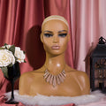 Realistic Female Brown Color Mannequin Head Stand DC-410-DB