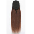 #2 Dark Brown Straight Drawstring Ponytail Human Hair Extensions, Breathable Mesh Net Ponytail Hair Piece for African American Women