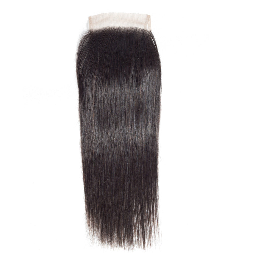 Natural Black Straight 4x4 Lace Closure Human Hair, Transparent Multi-Part Lace Closure Virgin Hair For Black Women
