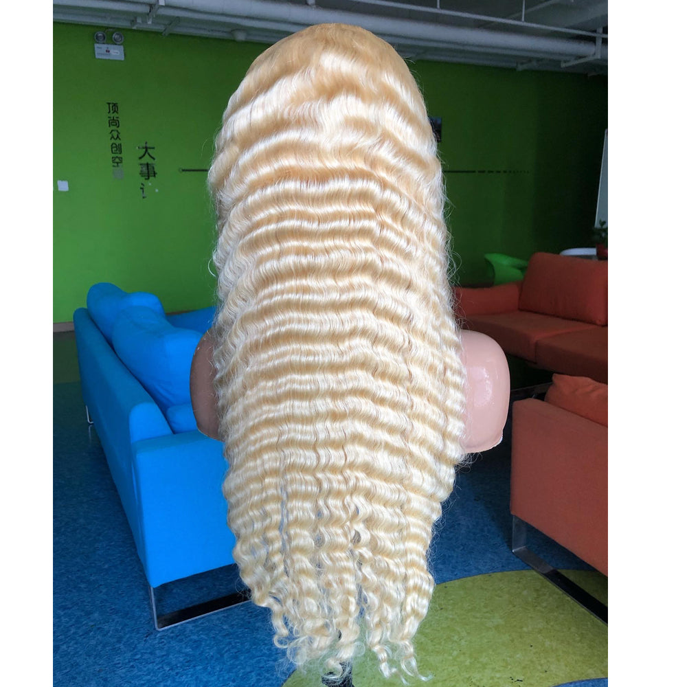 613 Blonde Deep Wave Human Hair 13x4 Lace Front Wigs