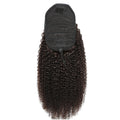 Dark Brown #2 Curly Drawstring Ponytail Human Hair Extensions, Breathable Mesh Ponytail Hair Piece for Black Women
