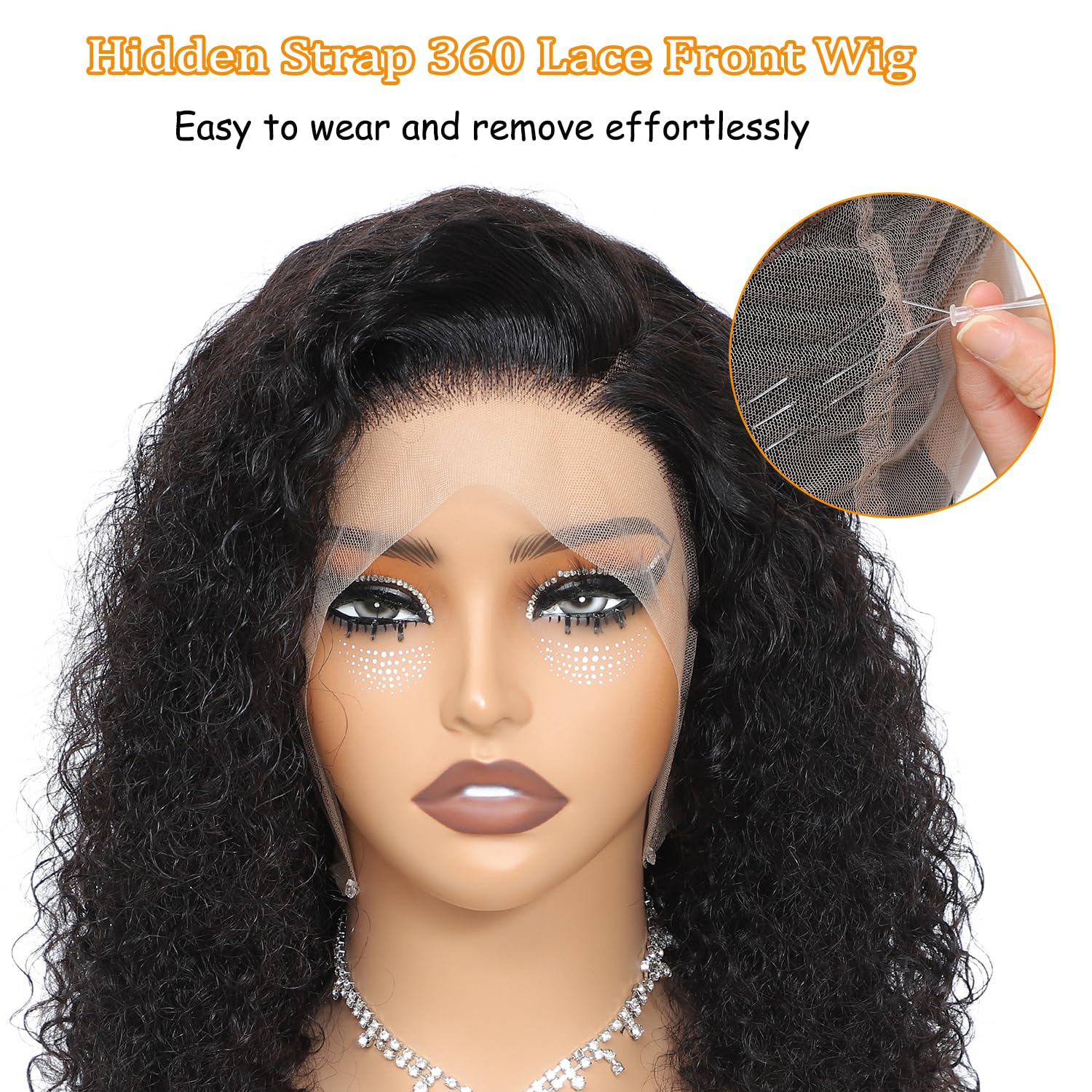 Brazilian Deep Curly Virgin Human Hair 360 Full Lace Front Wigs