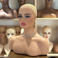 Realistic Female Brown Color Mannequin Head Stand DC-487-YH3