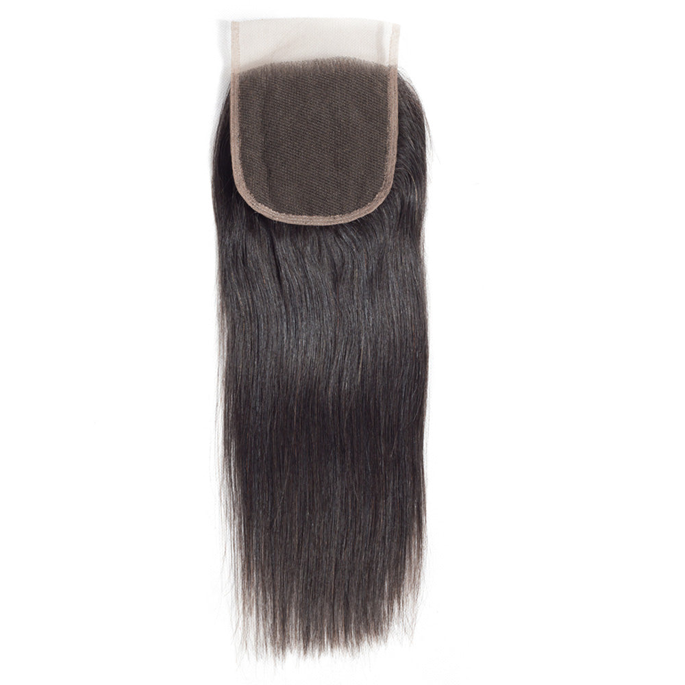 Natural Black Straight 4x4 Lace Closure Human Hair, Transparent Multi-Part Lace Closure Virgin Hair For Black Women
