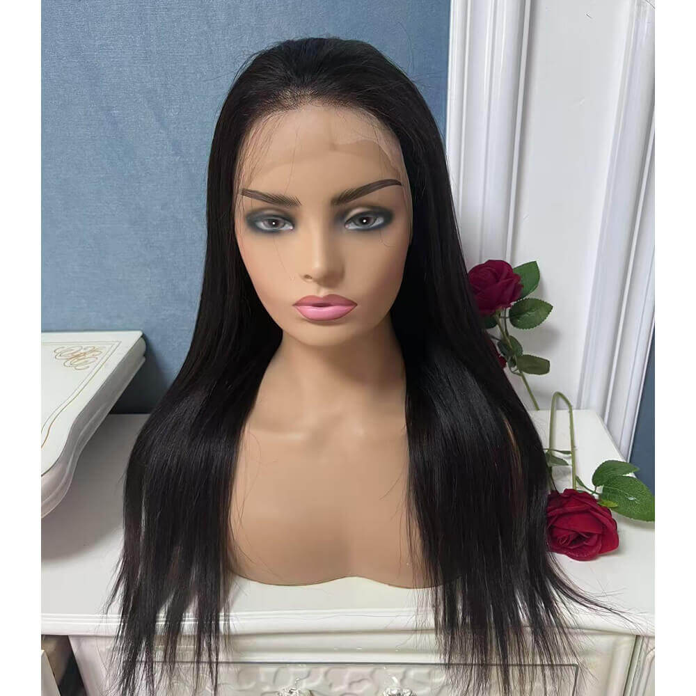 100% Handmade Brazilian Virgin Hair Straight Full Lace Pre Plucked Human Hair Wigs