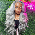Grey Body Wave Human Hair 13x4 Lace Frontal Wig