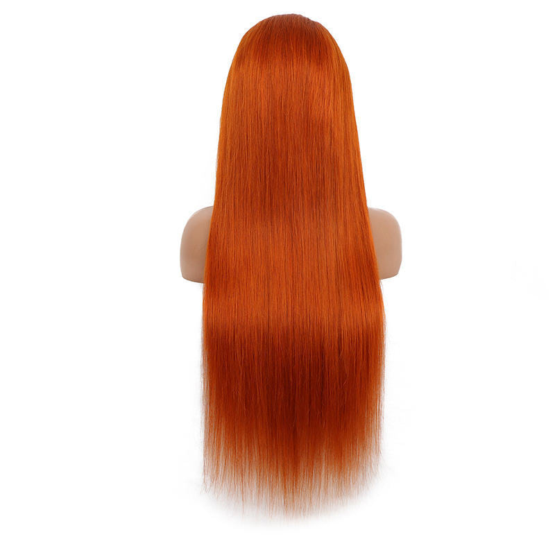 #350 Ginger Orange Straight Human Hair 13x4 Lace Frontal Wig