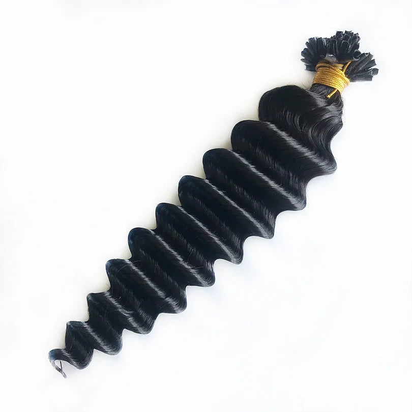 U Tip Deep Wave Human Hair Extensions 100g Dark Color #1~#12