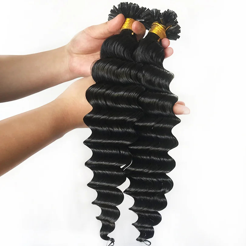 U Tip Deep Wave Human Hair Extensions 100g Dark Color #1~#12