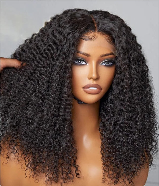 Kinky Curly Virgin Human Hair 4x4 Lace Closure Wig