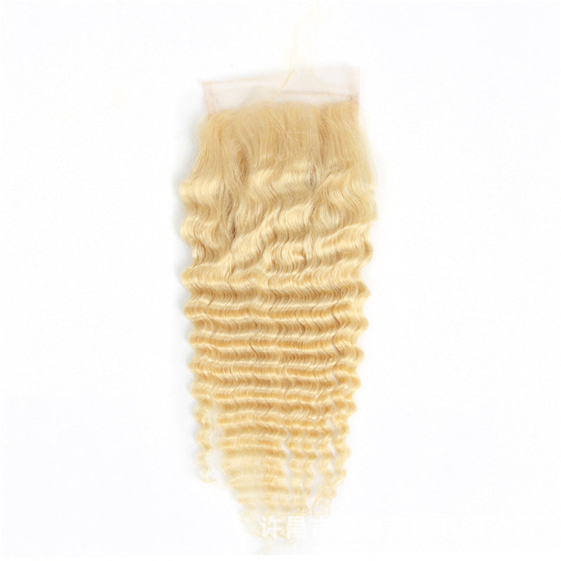 613 Blonde Deep Wave 4x4 Lace Closure Human Hair, Transparent Lace Closure Virgin Hair For Black Women