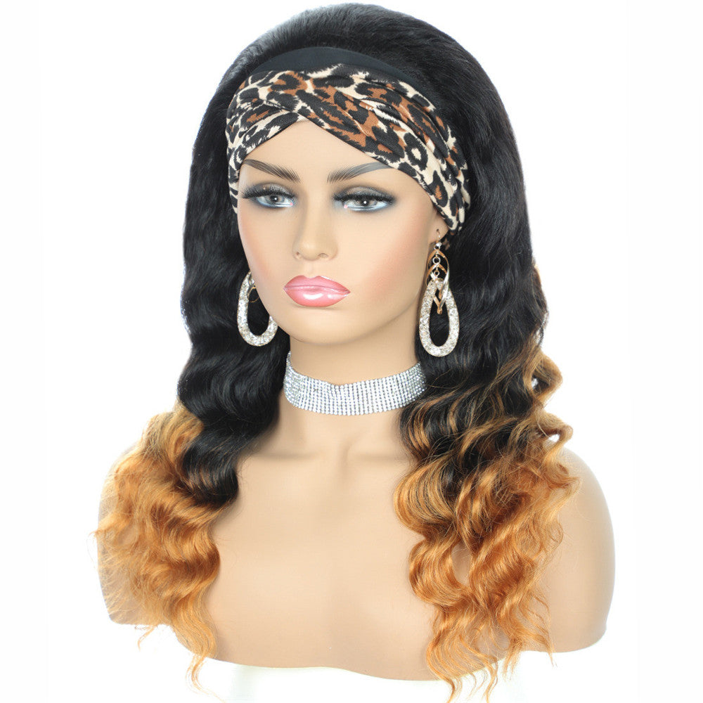 Ombre T1b/30 Deep Wave Human Hair Headband Wigs