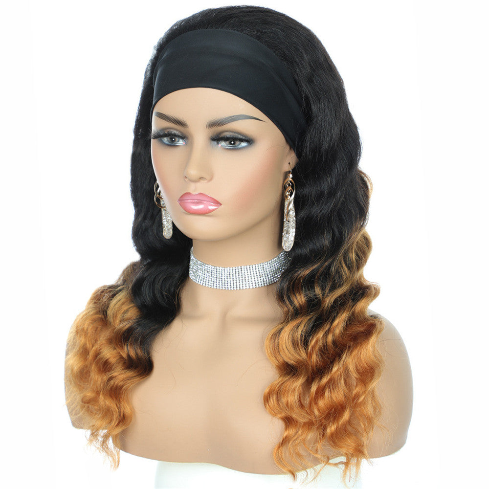 Ombre T1b/30 Deep Wave Human Hair Headband Wigs