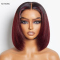 12A Double Drawn T1b/BUG Short Bob Human Hair 4x4 5x5 13x4 Lace Front Wig